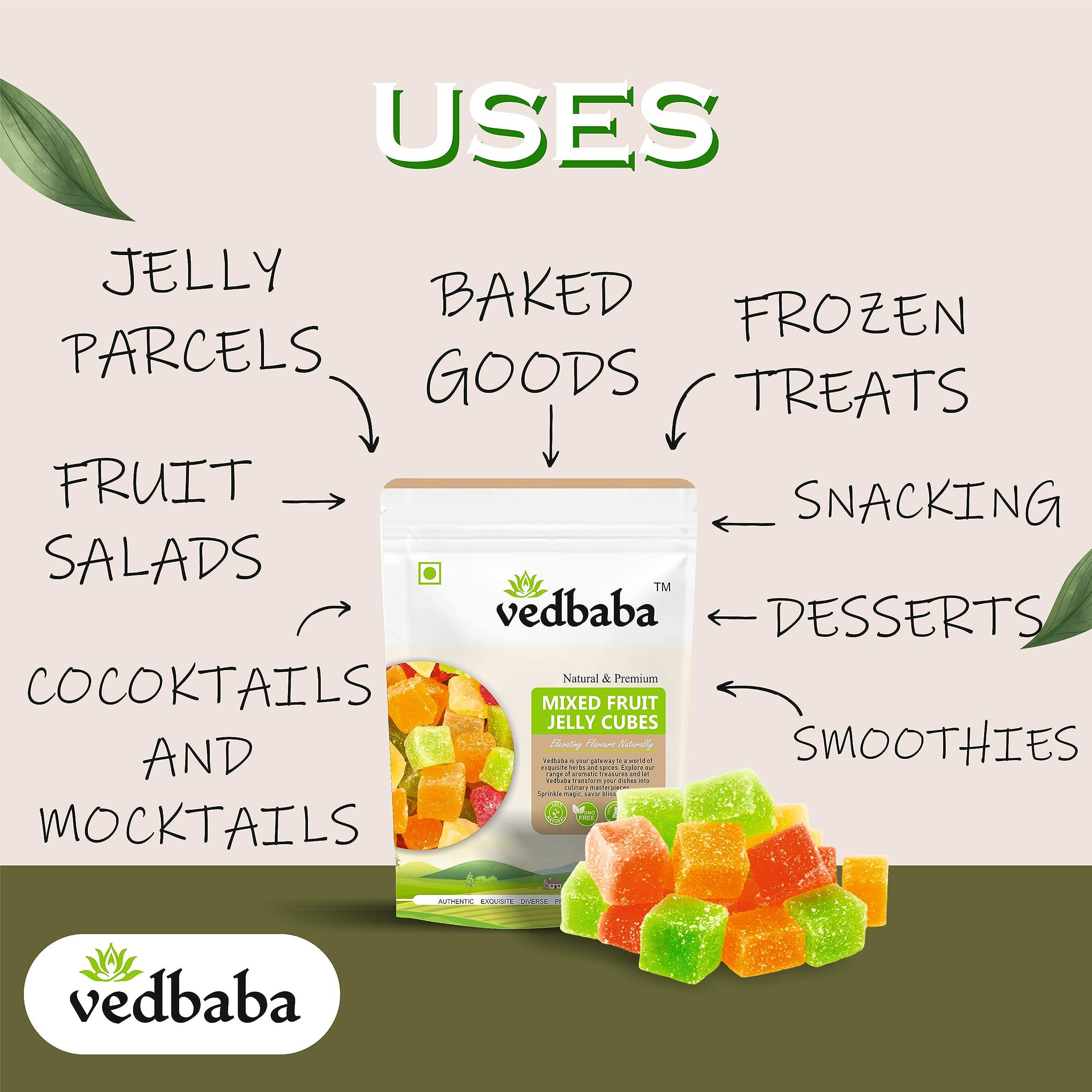 Ved Baba Vedbaba Mixed Fruit Jelly Cubes - 400 GM | Soft Candy Sugar Coated Jelly Bites Cubes | Dessert Toppings | Ready to Eat Sweets for Kids and Adults