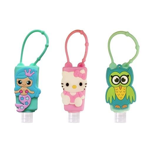 NavaFresh Basics MEMIAN Hand Sanitizer Holder for hand bag 30ml kids cartoon characters with Refill Empty bottles Random Design - PACK OF 3
