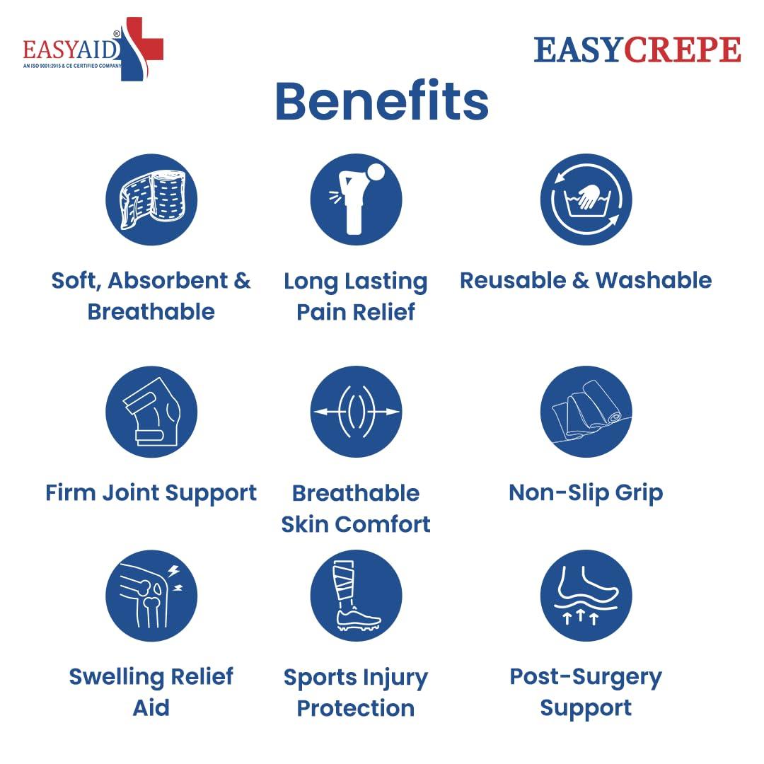 EASYAID EASYAID Cotton Crepe Bandage for Pain Relief, 10cm X 4mt