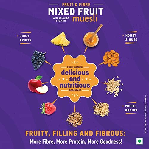 Bagrry's Bagrry's Fruit N Fibre, Mixed Fruit Muesli, 1000 GM, Jar, Pack of 2