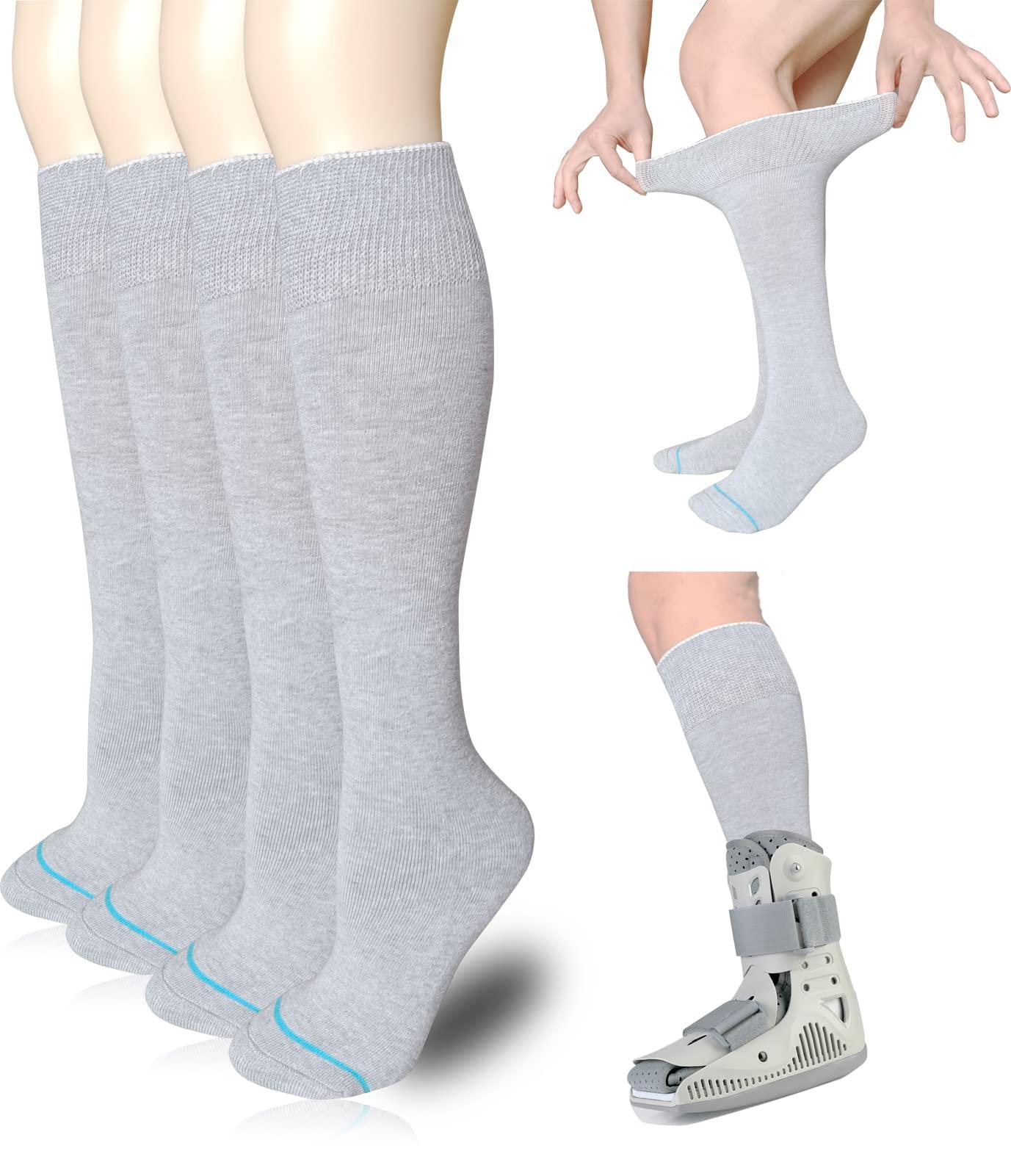 VEIGIKE VEIGIKE Replacement Sock Liner for Orthopedic Walking Boots Walker Brace,Tube Socks Under Air Cam Walkers and Fracture Boot Cast Shoe Surgical leg Cover Grey 2 Pairs