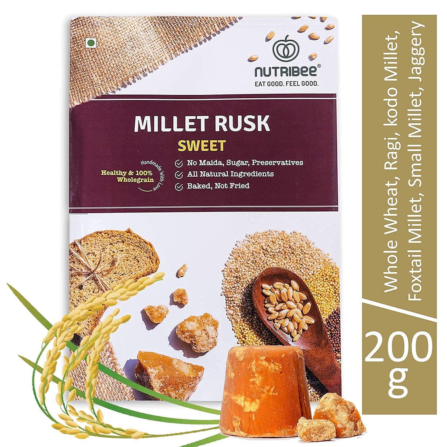 Nutribee Nutribee 100% Multi-Grain Millet Rusk | Refined Sugar Free | Healthy Diet Toast | No Maida and Sugar | No Preservatives | 420g
