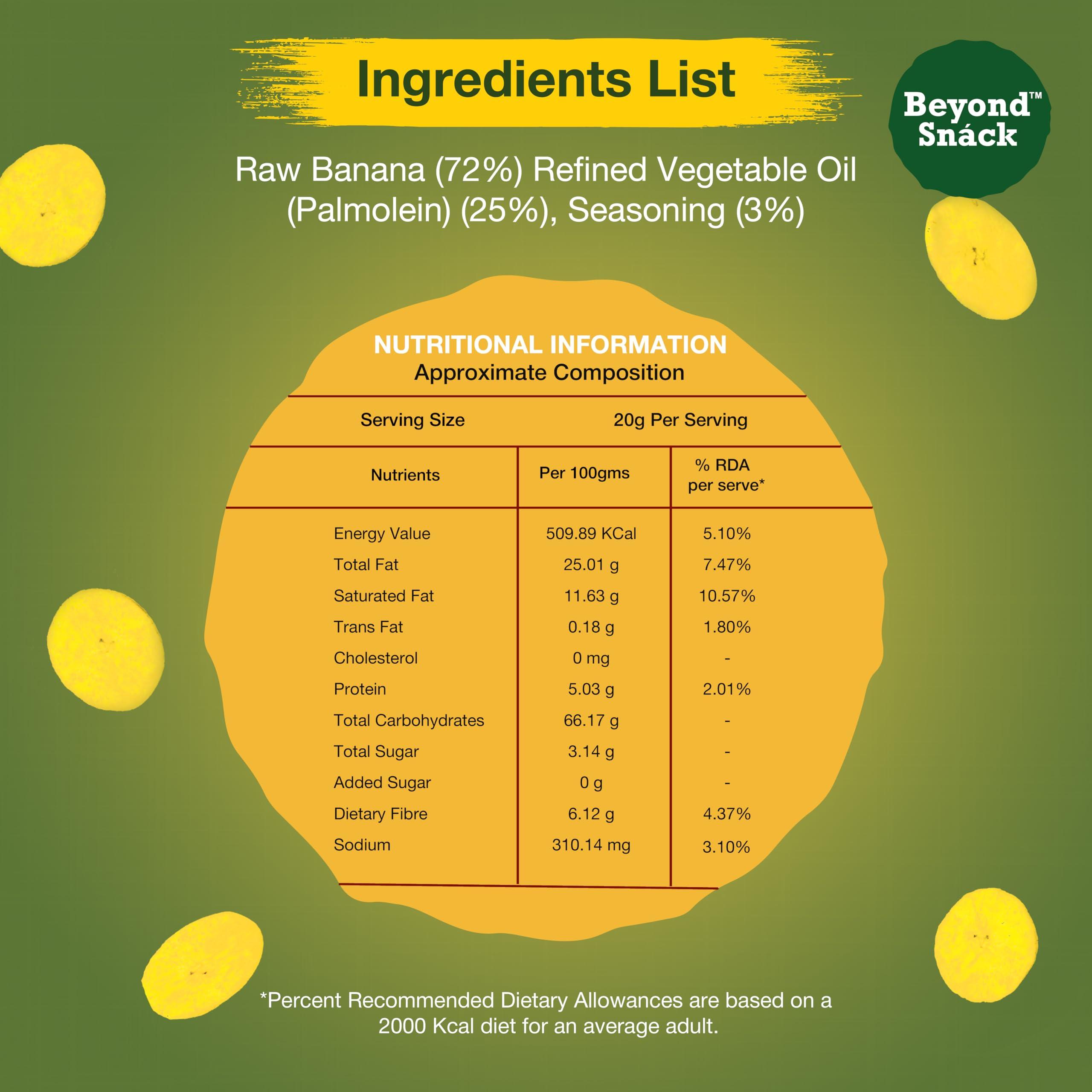 Beyond Snáck Beyond Snack Kerala Banana Chips Thin Crunch Crispy Snacks 600g (100g*6packs) - Party Pack (600gm (pack of 6), Original Style)