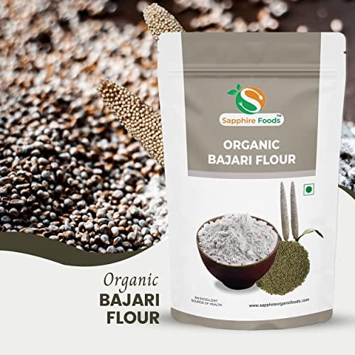 SAPPHIRE FOODS SAPPHIRE FOODS Organic Bajari Flour | Pearl Millet, Sajjalu, Kambu Flour | Bajri Atta | Vegan | Gluten Free | No Preservatives | ZipLock Packed (500g)