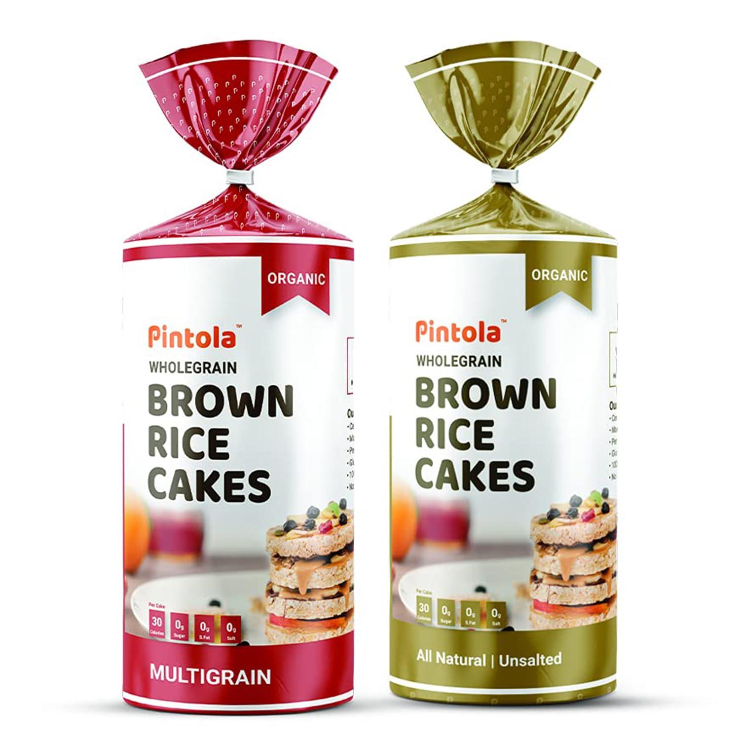 Pintola Pintola Combo - Chocolate Peanut Butter Creamy 1Kg + Rice Cakes (Unsalted & Multigrain) (Pack of 2) (130g x 2), 100% Roasted Peanuts butter Chocolate Flavour Creamy,High Fibre With Organic Rice Cake