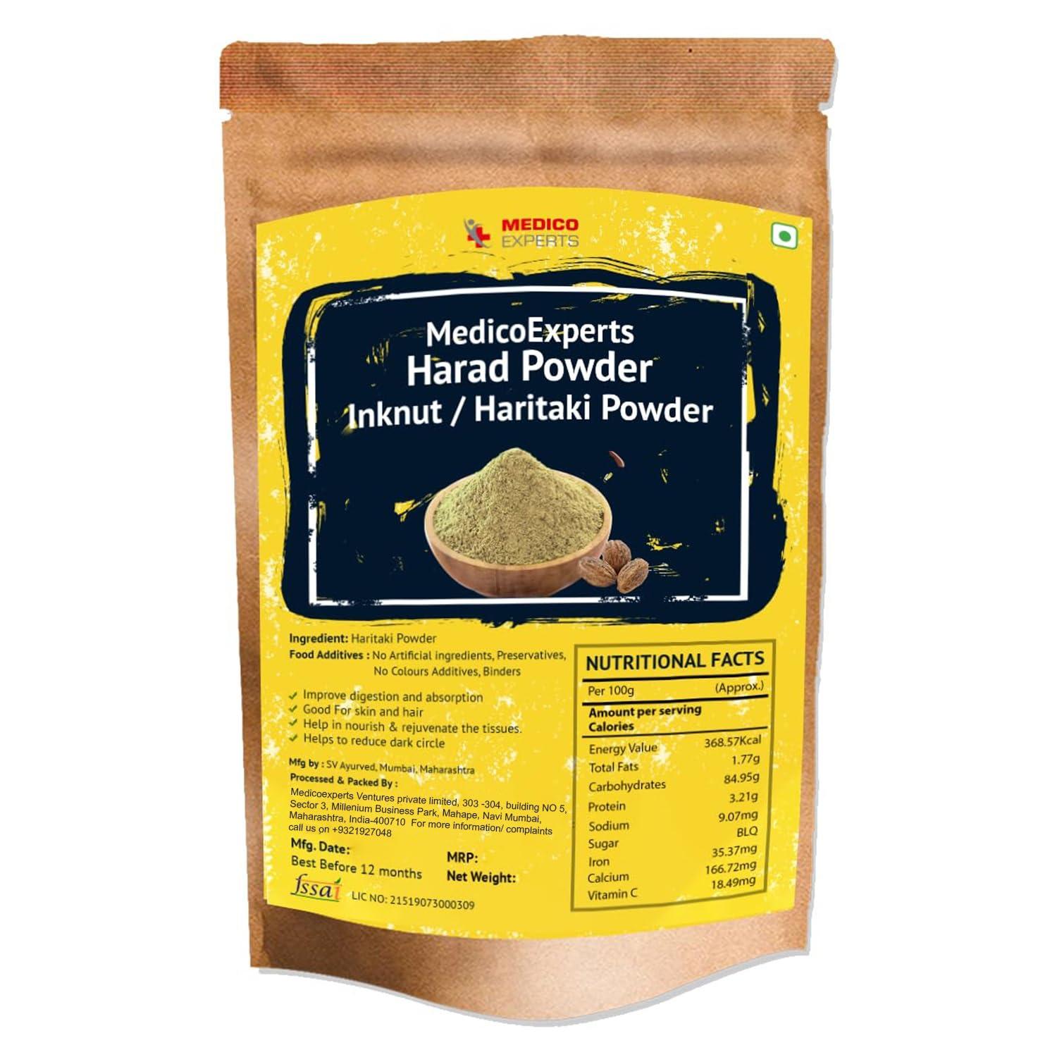 MedicoExperts MedicoExperts Harad Powder - 100gms - Haritaki Powder, Inknut Powder for Dark Circles, Face, Skin & Healthy Digestion - Harde Powder, Kadukkai Powder Organic, Haritaki Churna