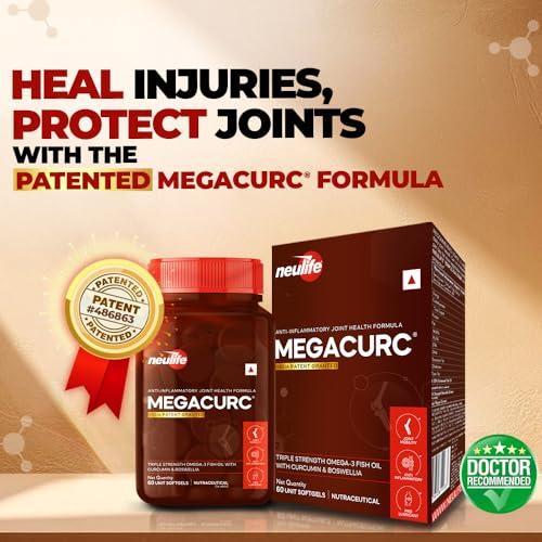 VITROVEA VITROVEA Neulife MEGACURC Nano-Curcumin + Triple Strength Fish Oil with 10X Boswellia Power - Advanced Joint Support - High Absorption Formula - 60 Softgels - Omega 3, Anti-Inflammatory Supplement