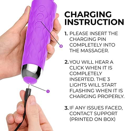 FEGSY FEGSY Full Body Massager for Women & Men, Rechargeable Wireless Massager Machine for Pain Relief, Handheld Massager with Medical Grade Silicone, 8 Speeds, 20 Modes - Black