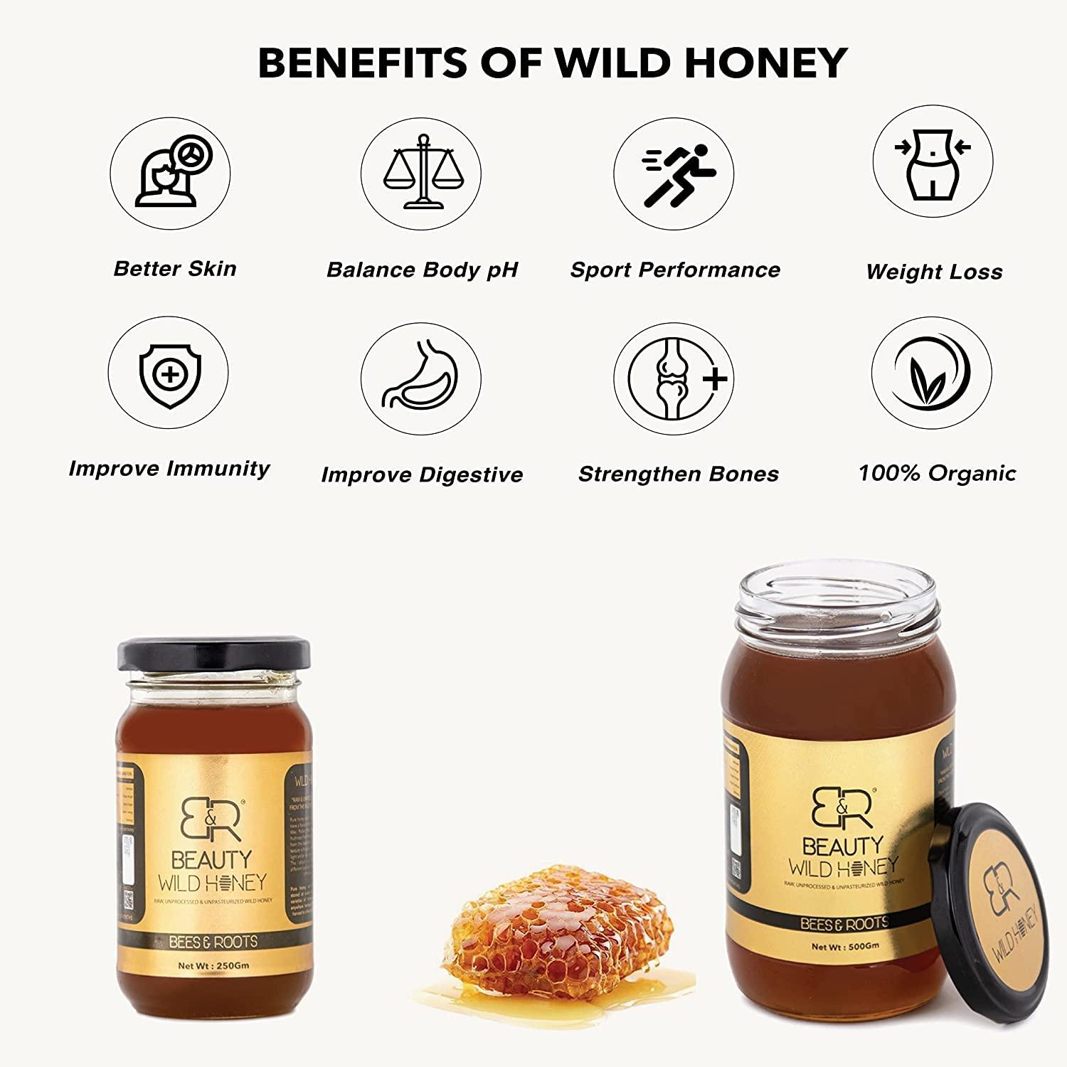 BEES N ROOTS BEES N ROOTS BEAUTY WILD HONEY BY SAHIL KHAN | UNPROCESSED AND UNPASTEURIZED NATURAL HONEY | FROM THE WILD FOREST OF INDIA