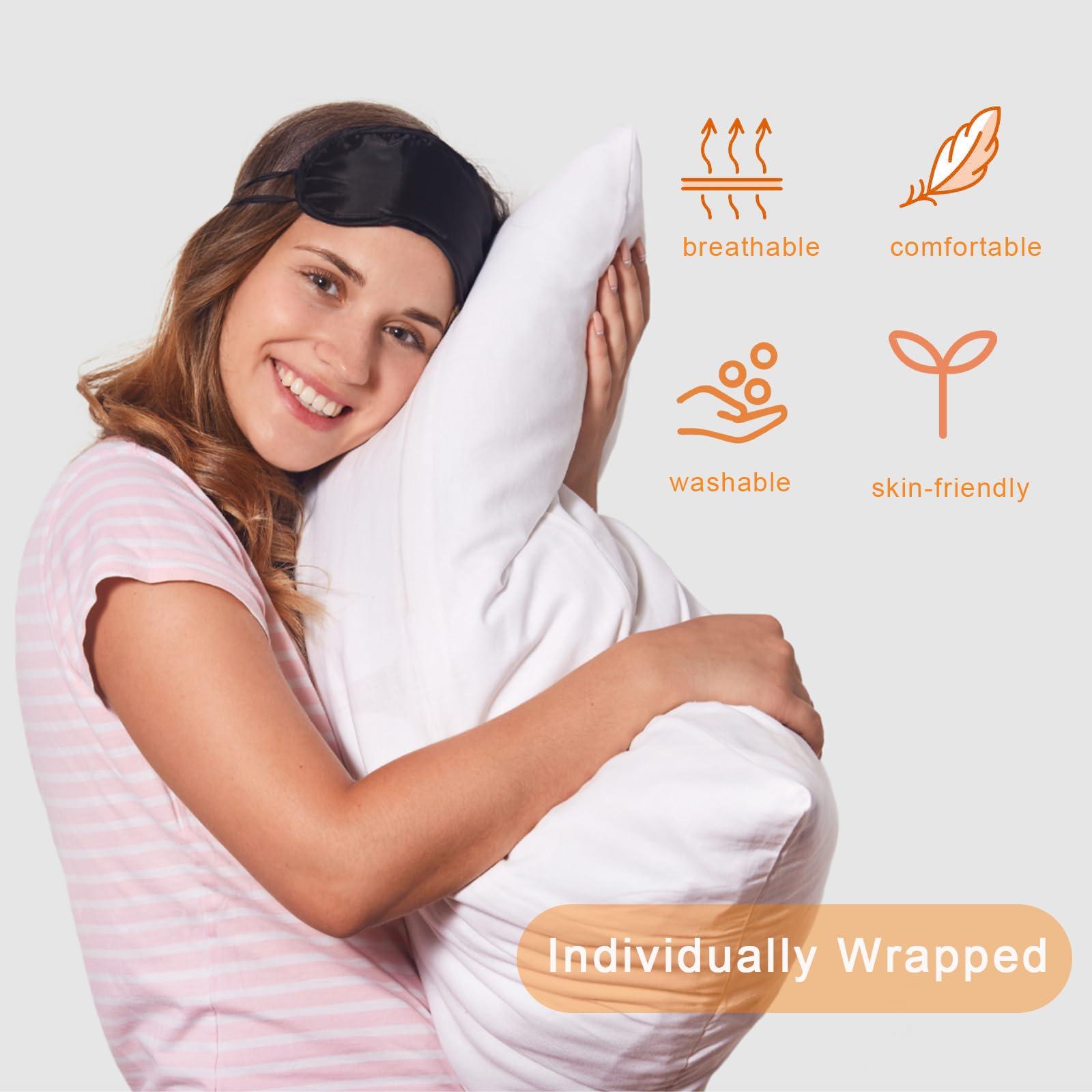 Vandorla 12 Pack Blindfold Eye Mask Cover Sleep Mask for Team Games Travel Sleep Party Supply with Adjustable Strap for Women Men Kids, Black