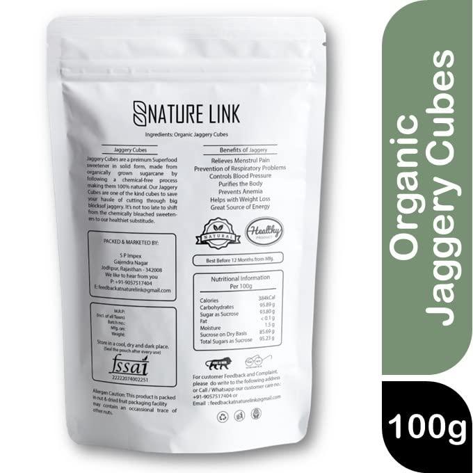 Nature Link Nature Link Organic Jaggery Cubes Gud / Desi Gur (Fresh, Pure, Natural, No Preservtives, Chemicals Free) - 100gm