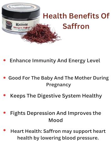 Kashmir ONLINE STORE Kashmir Online Store Original Saffron - Natural & Pure Finest Grade Kashmiri Kesar For Pregnant Women, Cooking, Face & Skin. (5Gm)