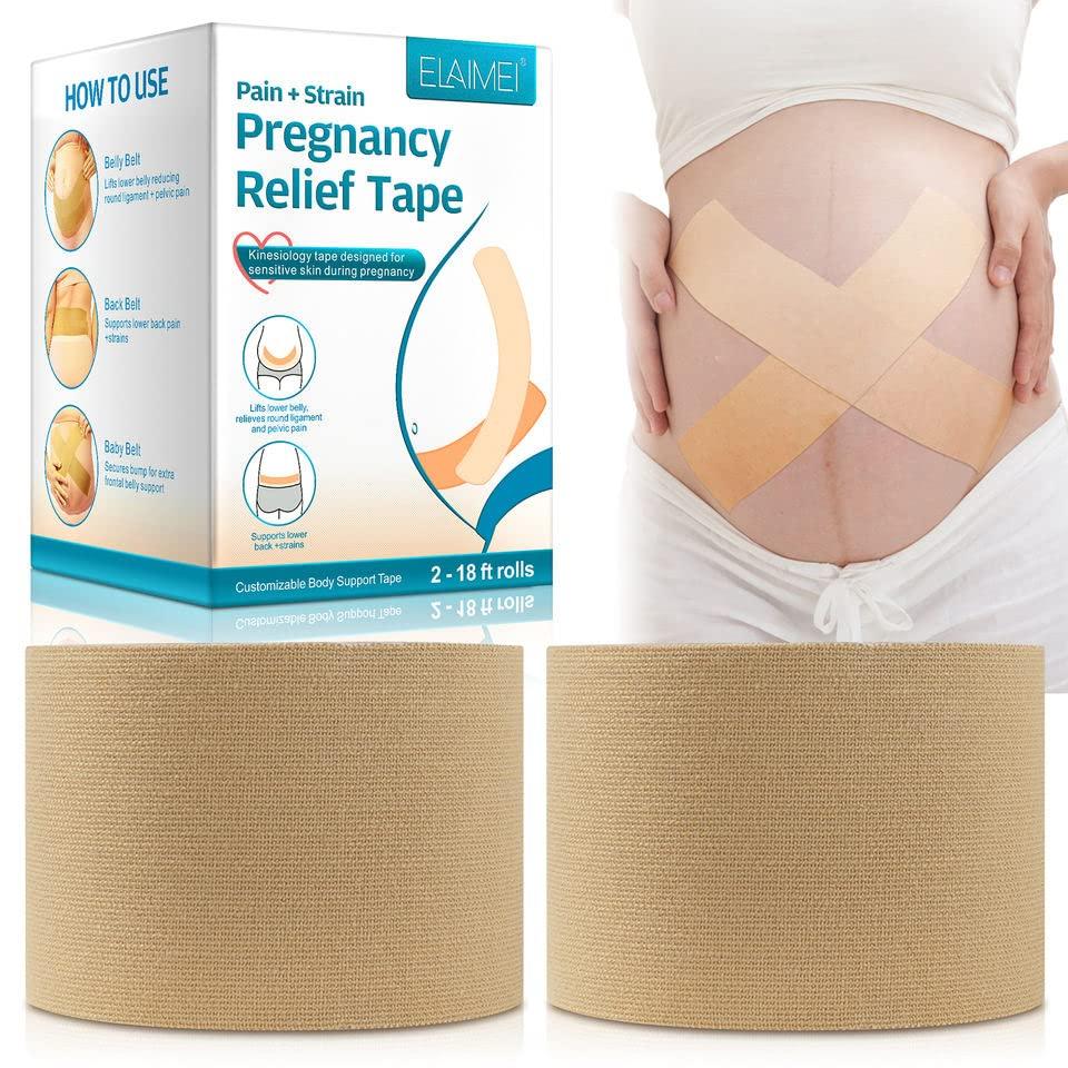 BOXANIA BOXANIA 2 Rolls Pregnancy Tape,Kinesiology Maternity Belly Support Tape,Pregnancy Belly Support Band, Strain Relief abdomen,2-18 ft Rolls