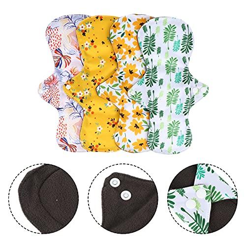 Artibetter ARTIBETTER 4Pcs Menstrual Pads Sanitary Pads Washable Bamboo Menstrual Cloth Pads Incontinence Pads with Bag for Women Girls (Random Color)