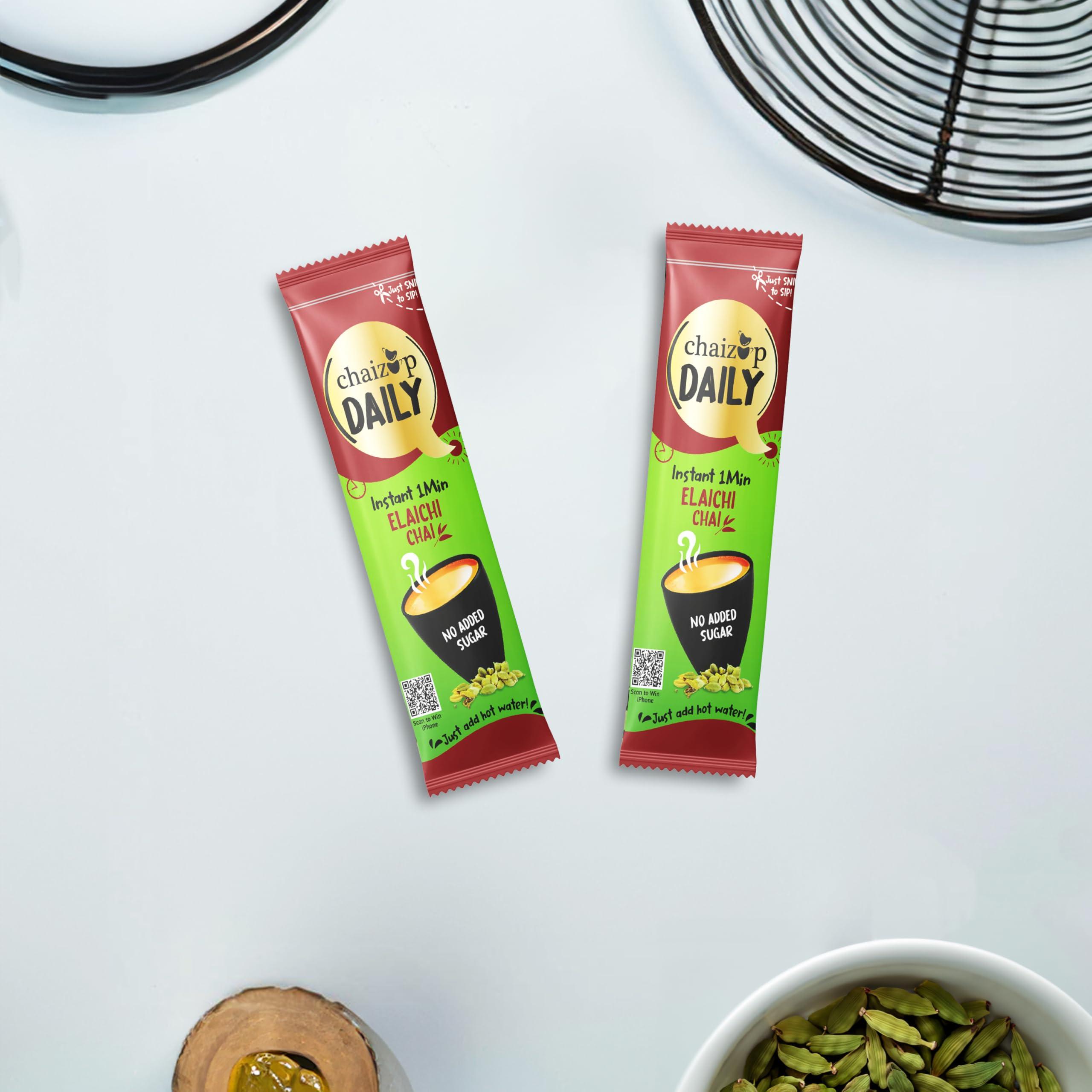 Chaizup Chaizup Instant Premix Cardamom Tea NO ADDED SUGAR 30 Sachets 9GM Each Daily Instant 1 Min Elaichi Chai Premium Instant Premix Elaichi Tea - Authentic Blend for Instant Refreshment