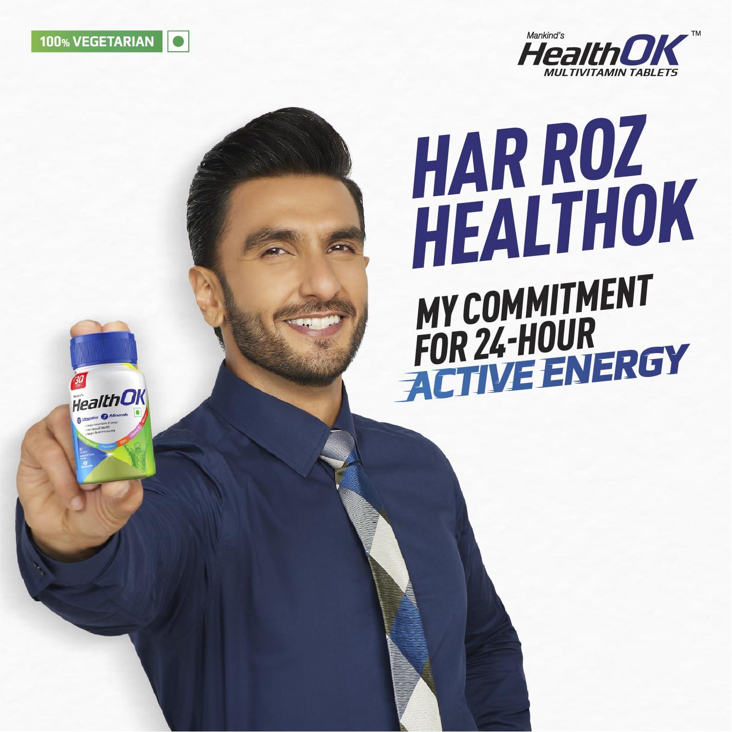 Health Ok Mankind Health OK Gummies, Multivitamin and Multimineral for Kids,Bottle of 30 Gummies and Health Ok With Multivitamin, Multimineral and Amino Acids, 30 Tablets