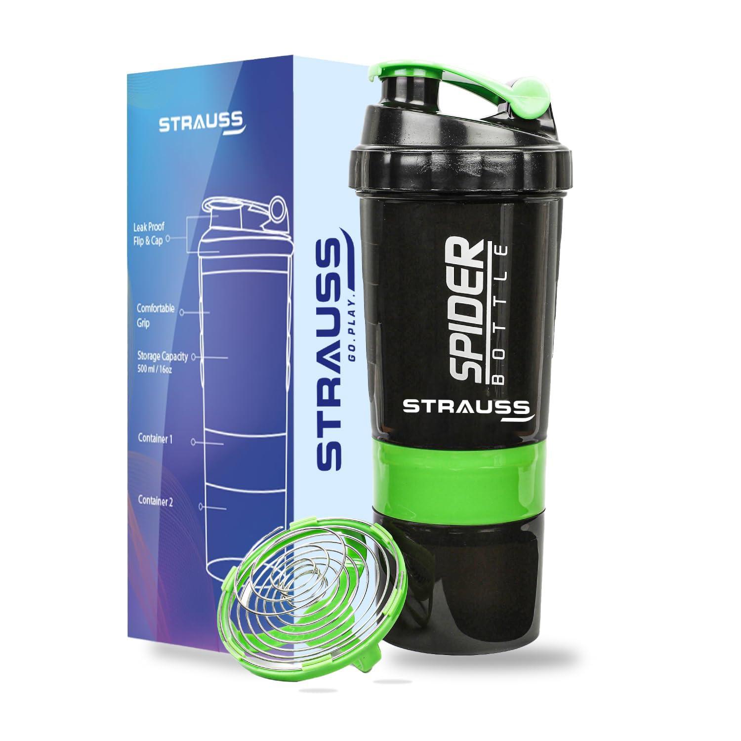 STRAUSS Strauss Spider Shaker Bottle 500 ml, (Green)
