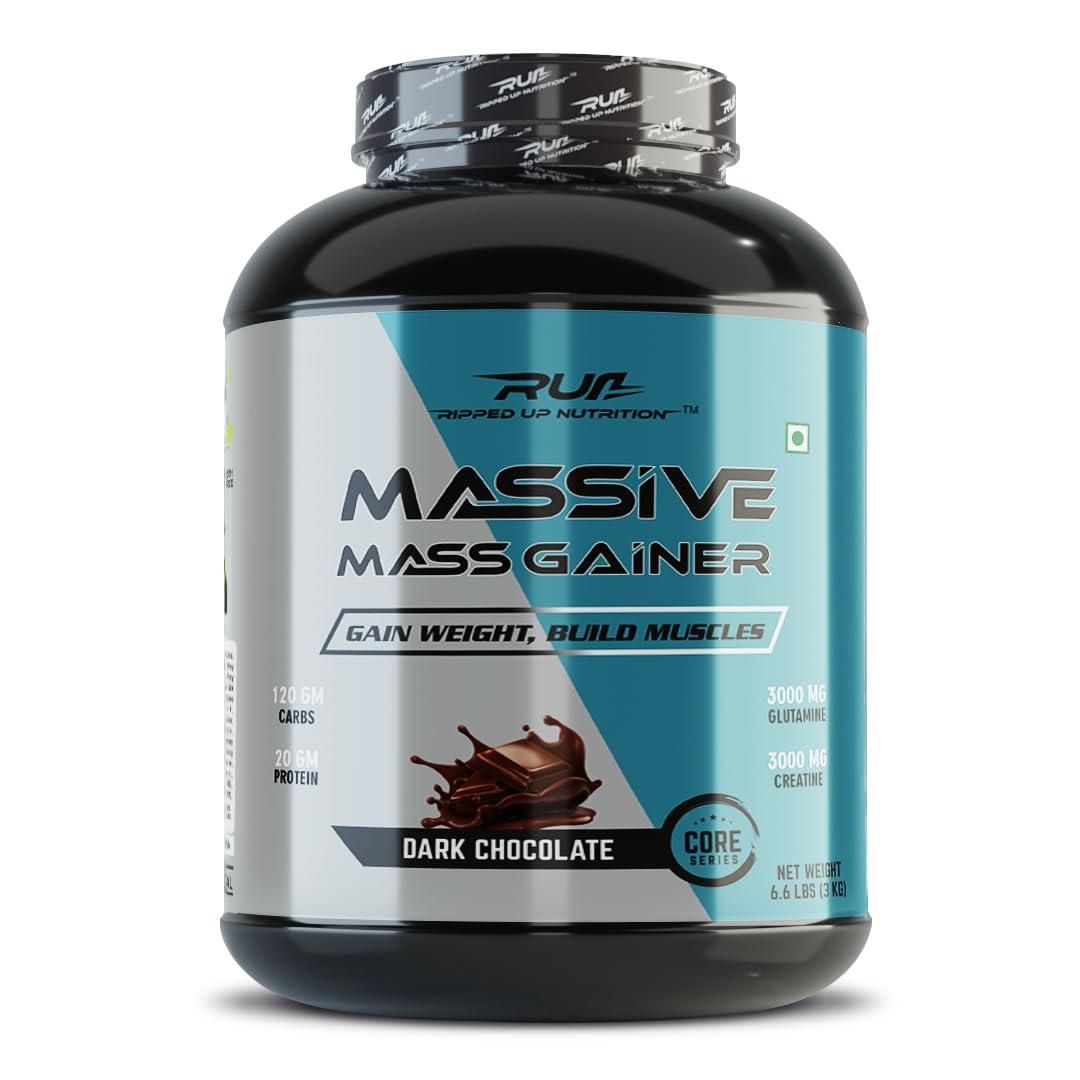 Ripped Up Nutrition Ripped Up Nutrition Massive Mass Gainer 2.72 kg- Gain More Muscle Size & Sturdy Physique with a High-Calorie Formula- Dark Chocolate Flavour