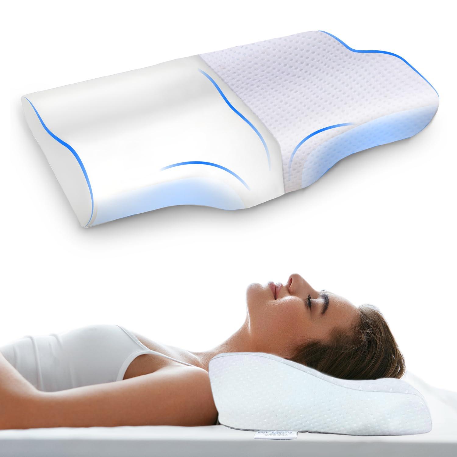 Sleepsia Sleepsia Memory Foam Pillow | 1 Year Warranty | Cervical Pillow for Neck Pain, Pillow for Neck Pain, Orthopedic Pillow with Extra Curve Neck Support for Sleeping, Side & Back Sleepers (White)