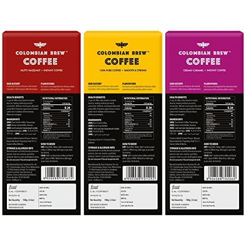 COLOMBIAN BREW COFFEE Colombian Brew Coffee Powder Pure Instant 100g, Hazelnut Instant 100g, Caramel Instant 100g, Buy 2 Get 1 Free