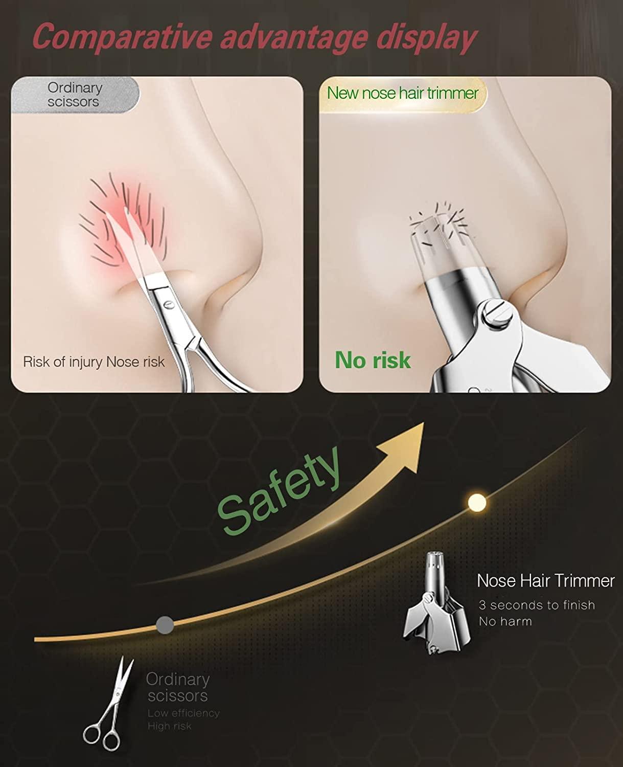 Ritmo Ritmo Nose & Ear Hair Trimmer (No Batteries Required)- Portable Stainless Steel Nose Hair Remover for Men & Women/Professional Manual Washing Vibrissa Razor Nasal Shaver