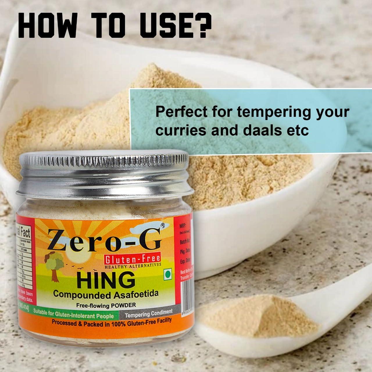 ZERO - G Zero-G Gluten Free Pure Hing (2 Pack combo) - Asafoetida Powder | Hing Powder | Strong Aromatic Hing | Free Flowing | Pure and Natural Hing - 50 Gram Each