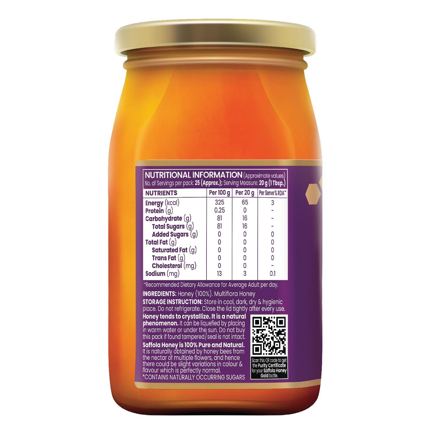 Saffola Saffola Honey Gold, 100% Pure Honey, Made with Kashmir Honey, 500g