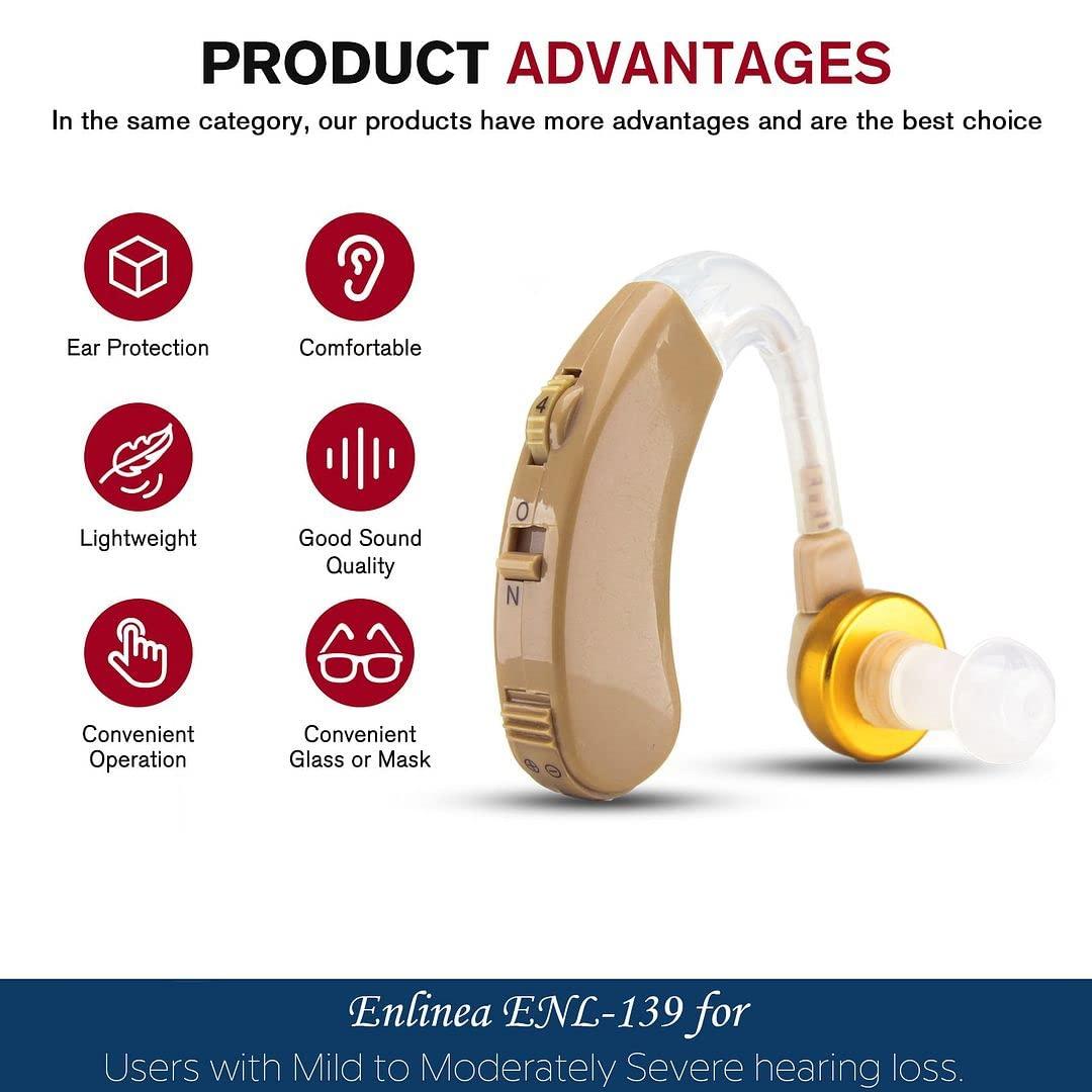 Enlinea Enlinea ENL-139 Behind-The-Ear (Bte) Hearing Aid Machine For Ear Old Age | Suitable For Mild To Moderate Hearing Loss (Pack of 1)