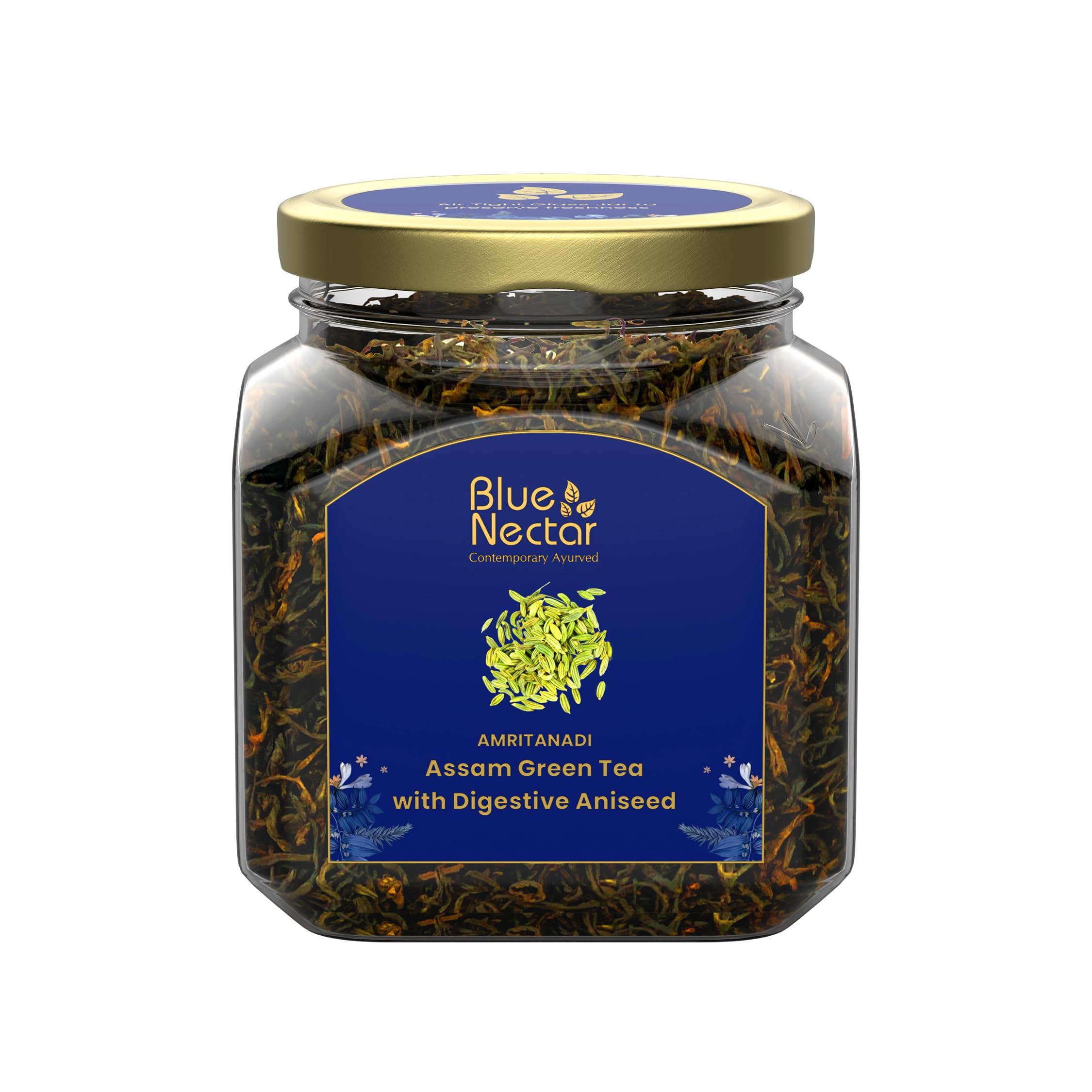 Blue Nectar Blue Nectar Amritanadi Assam Loose Green Tea Leaves (50 Gm + 15 Gm Free|30-33 Cups) (Digestive Aniseed) - 65 Gram