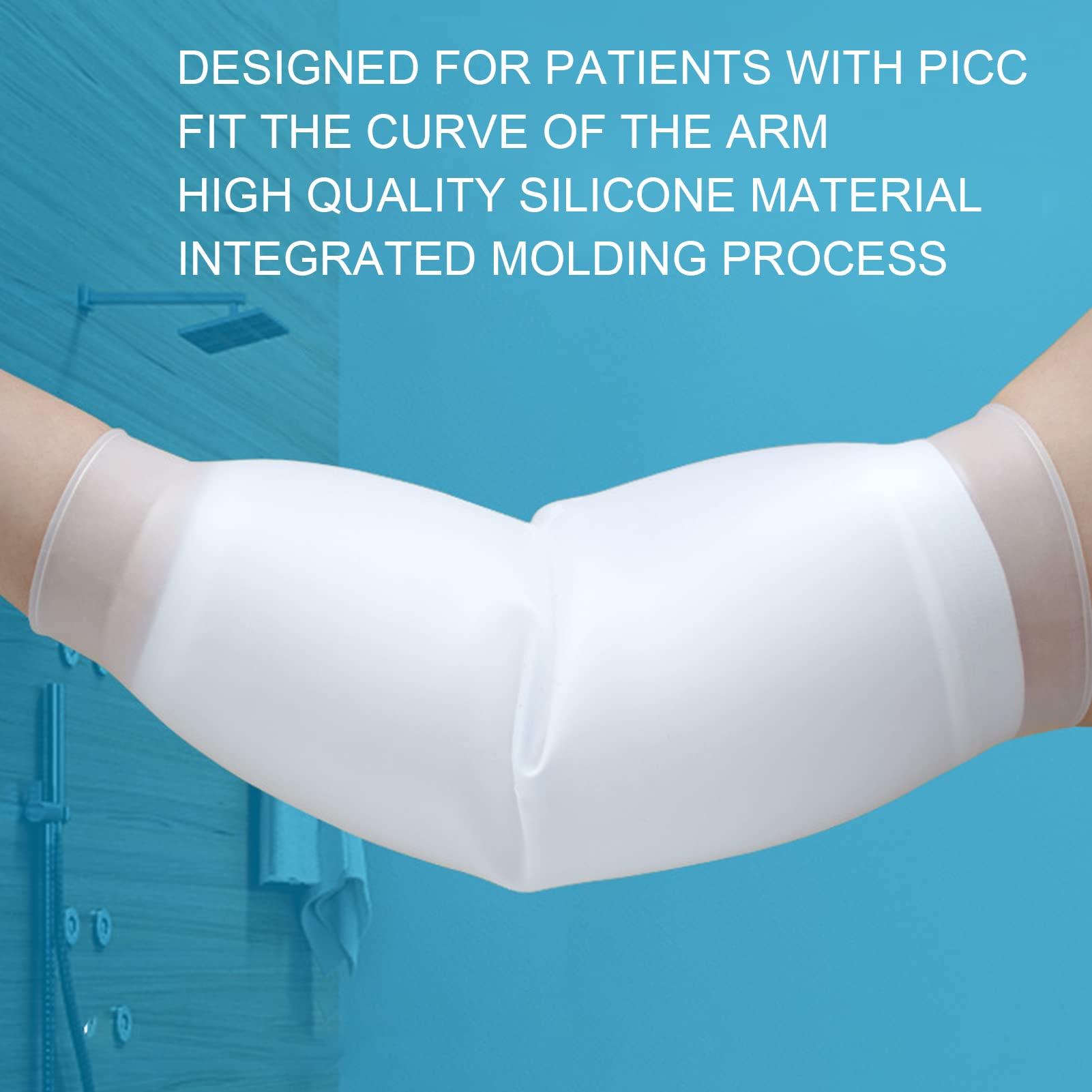 UBERSWEET UBERSWEET PICC Line Sleeve, Silicone Protection Elastic PICC Line Shower Cover Safe with Lining for Patient for Wound Dressing (S)