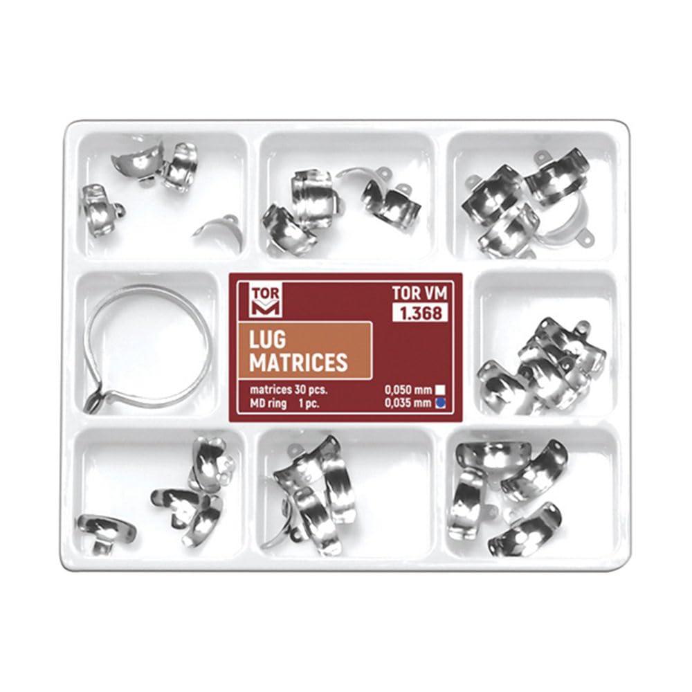 SUPERENDO SuperEndo Russia Tor Vm Lug Matrices Set (1.368) - 30 Pcs, Concave Stainless Steel Matrices for Type II Restorations, Corrosion-Resistant, Durable, Easy to Burnish, Ideal for Dental Procedures