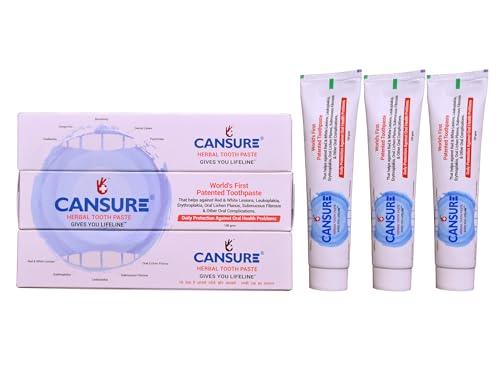 Cansure Cansure Toothpaste (Pack of 3) The World\'s First Patented Toothpaste for Oral Pre-cancerous Conditions*| Pre-malignant Red and White Lesions | Contains Nano Partical-based Patented Molecules with a better absorption rate | Nothing worked yet? Try Ca