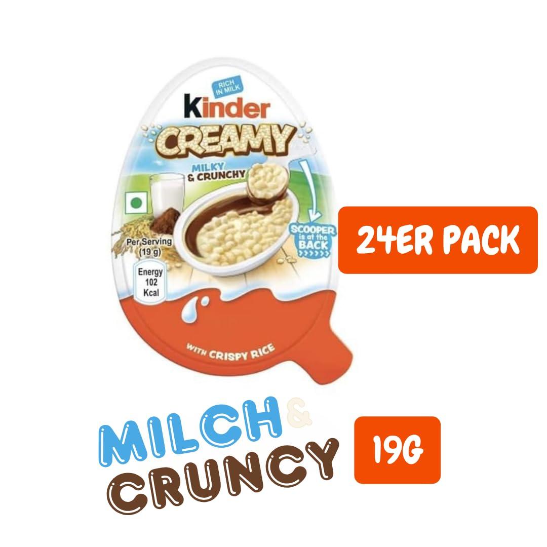 Kinder Dave\'s American Food Kinder Creamy Pack Of 24 Milky and Cocoa Chocolate with Extruded Rice, 456 Grams