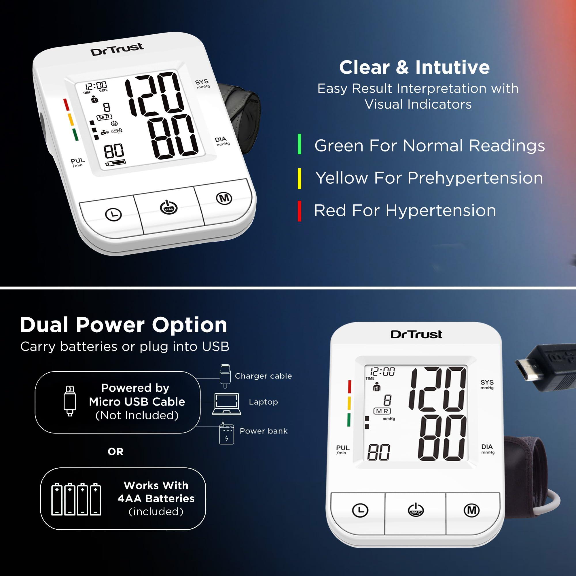Dr Trust Dr Trust (USA) Fully Automatic Icheck Digital Blood Pressure BP Monitor Machine with Mdi Technology (White)