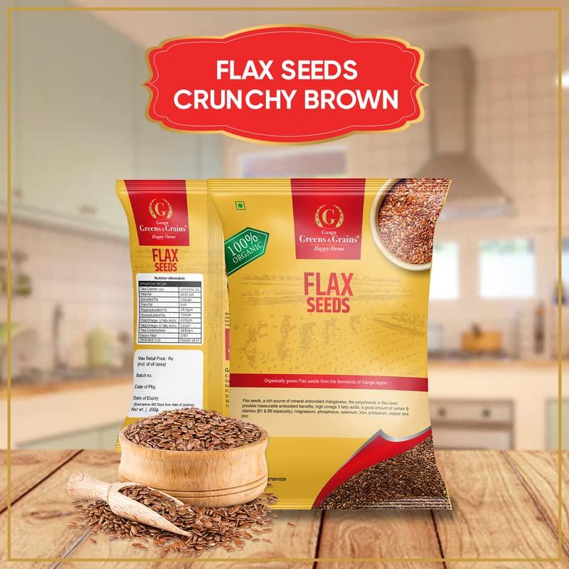 GANGAGREENS AND GRAINS GangaGreens and Grains Flax Seeds, Soft Crunchy Brown Seeds (200 Gram)