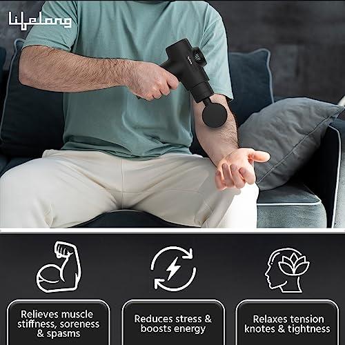 Lifelong Lifelong Gun Massager Machine for Pain Relief - Body, Neck, Shoulders, Back, Arms & Feet Massager - 6 Speed Settings -7 Heads Attachment (LLGM109, Black)