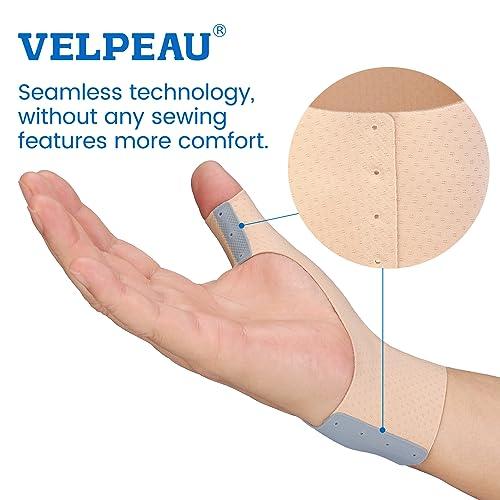Velpeau VELPEAU Elastic Thumb Support Brace Liner (Pack of 2) - Waterproof Soft Thumb Compression Sleeve Protector for Relieving Pain, Arthritis, Joint Pain, Tendonitis, Sprains, Sports (Medium)
