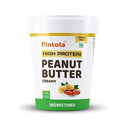 Pintola Pintola High Protein All Natural Peanut Butter | Unsweetened | 37% Protein | Imported Whey Protein and Roasted Peanuts (Creamy, 510g)