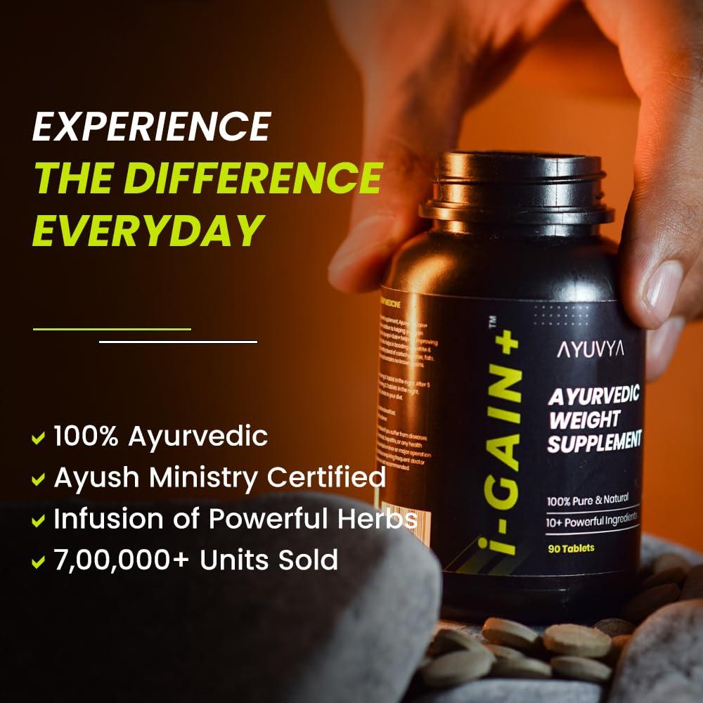 ayuvya Ayuvya i-Gain+ & Lets Gain Weight Gain Combo | Helps Improve Appetite & Digestion | Promotes Muscle Recovery & Energy Levels | For Men & Women | 100% Ayurvedic Combo | Pack of 2