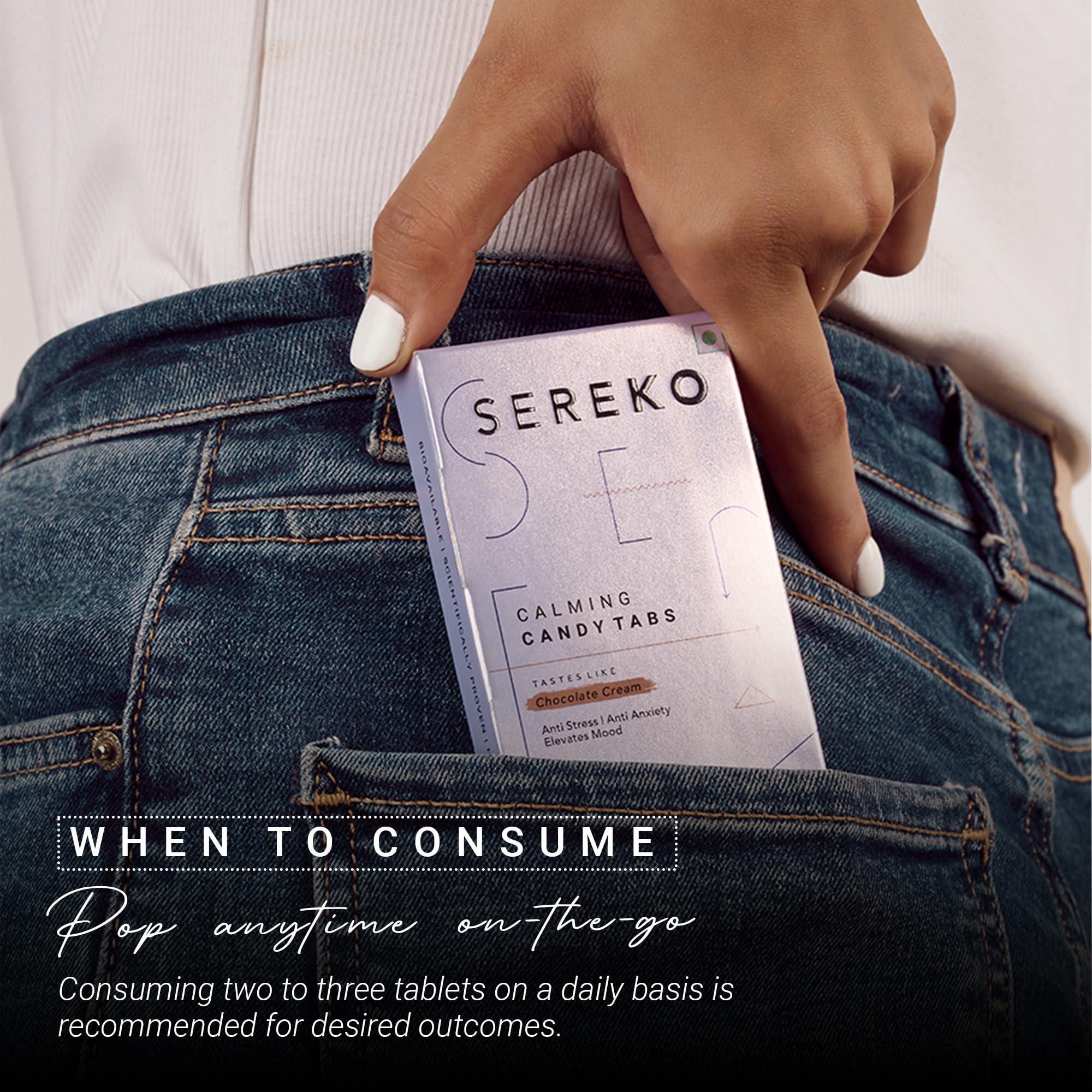 Sereko Sereko Calming Candy Tabs Supplements, Improve Quality Sleep, Reduce Stress Levels, Mood Swings & Enhance Overall Skin Health for Women & Men | Non - Addictive 10 Tablets