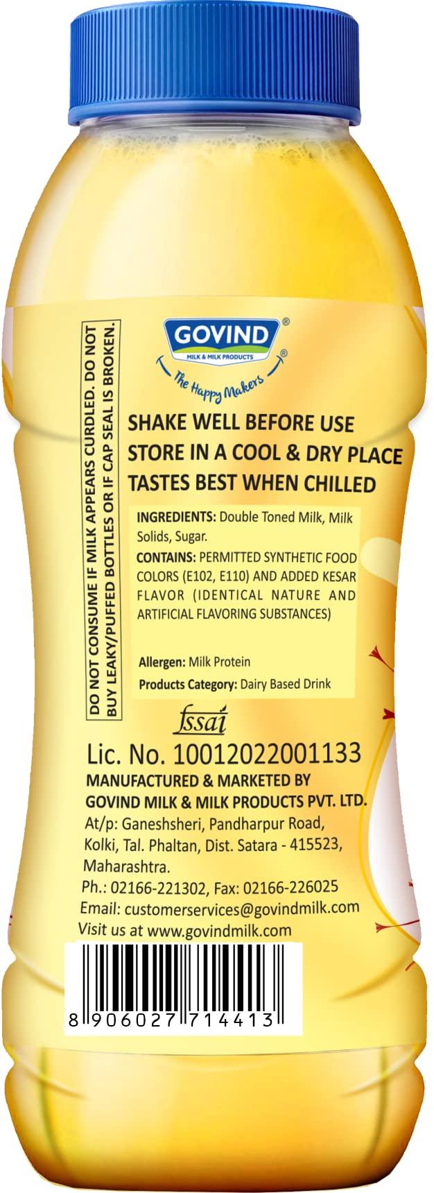 GOVIND MILK & MILK PRODUCTS Govind Funzz Flavoured Milk with Three Flavours - Butterscotch, Chocolate, Mango. 200ml Each, Pack of 12.