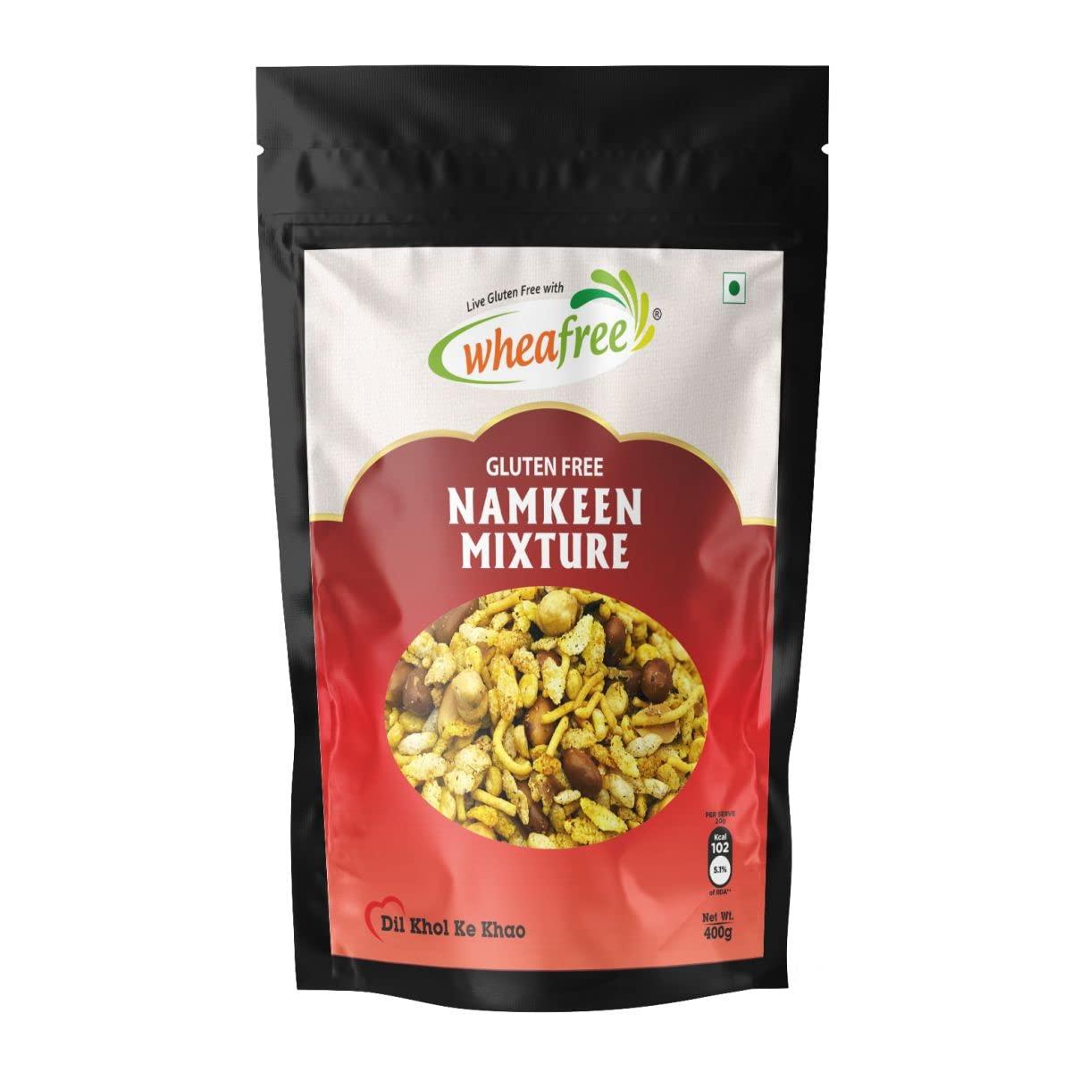 wheafree Wheafree Gluten Free Namkeen Mixture - 400g | Delicious, Ready to Eat Indian Snacks | Tasty Crispy and Crunchy Savoury Snacks | Tangy and Spicy Flavour