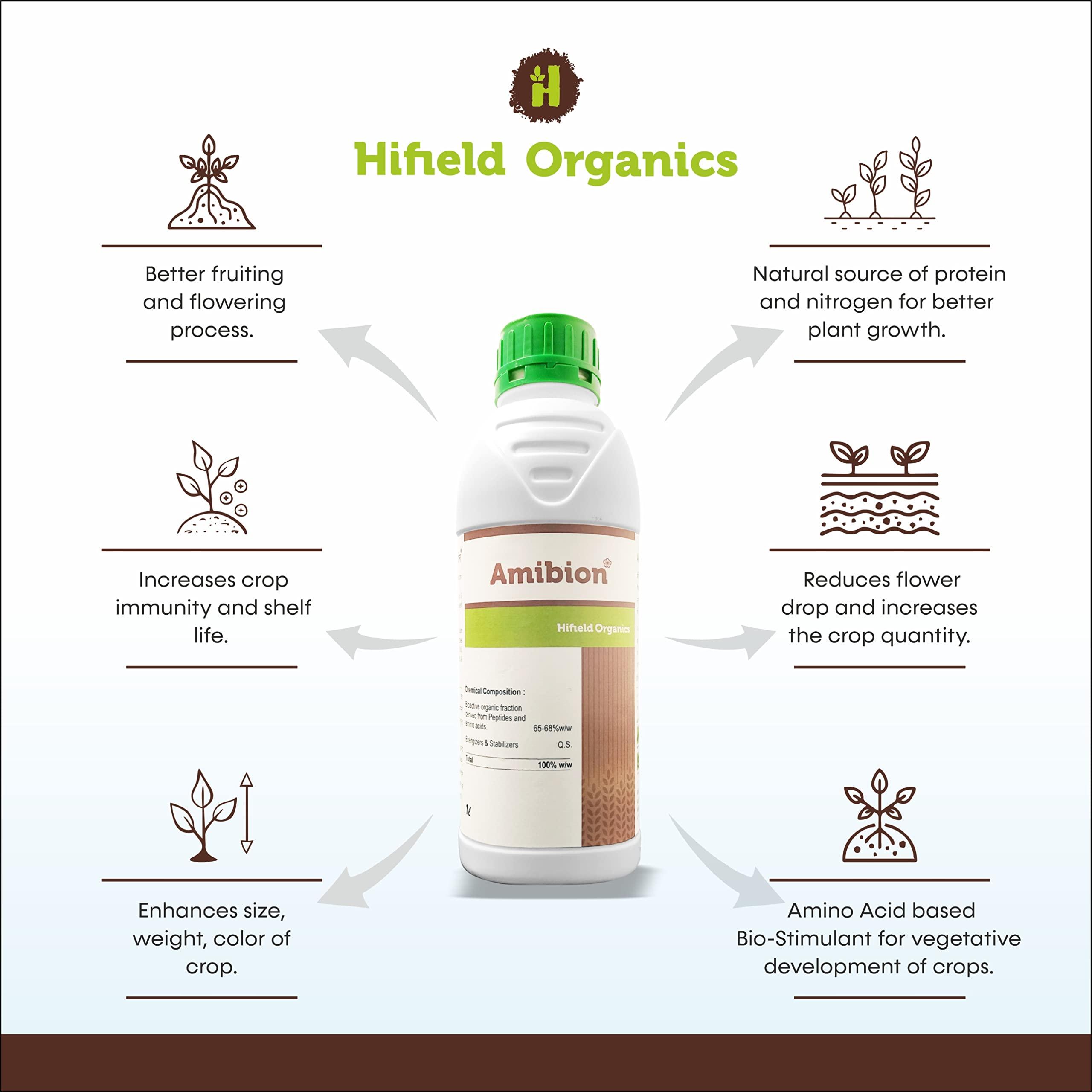 HIFIELD Amibion - 1 LTR Flower Plant Protein Supplement for flower blooming fertilizer, Amino flower growth booster fertilizer,Plant Growth Supplement, terrance Home Garden, fertilizer for fruit plants