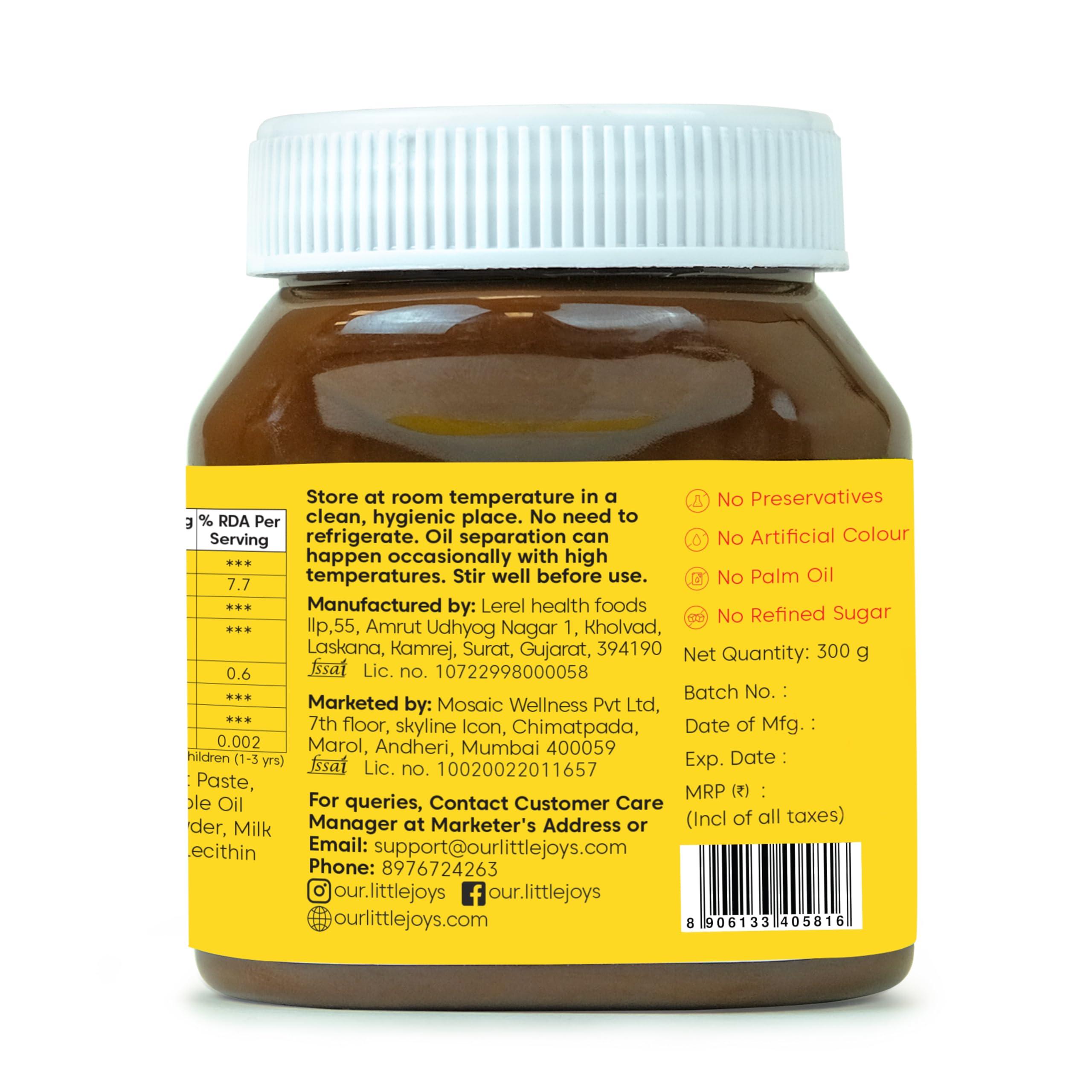 Little Joys Little Joys Chocolate Spread for Kids | Sweetened with Jaggery | With Rich Hazelnut, Cocoa, Ragi & Bajra | No Refined Sugar, No Palm Oil, No Preservatives | 300g