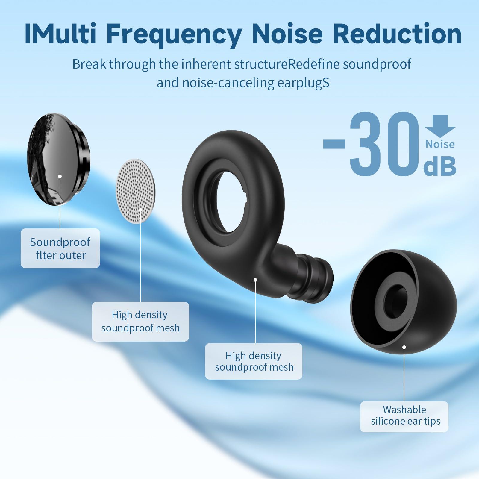 PEATOP PEATOP Ear Plugs Ultra-Comfortable Reusable Noise-cancelling Earplugs, Washable Silicone Swimming Ear Plugs, Earplugs for Sleeping, Deep Learning Focus, Travel and Noise Sensitive Users(Black)