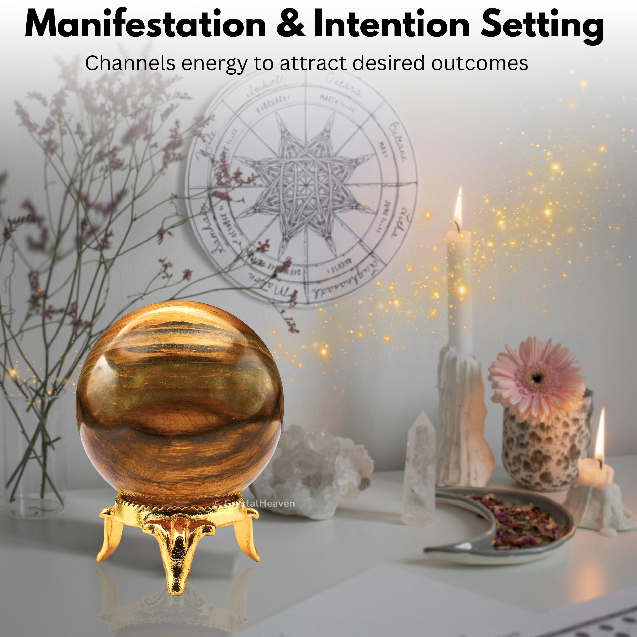 Crystal Heaven Certified Nellite Crystal Ball for Meditation - Premium Crystal Vastu Items for Home and Feng Shui Items for Good Luck - Ideal for Pooja Supplies and Spiritual Practices (2\" Inch)