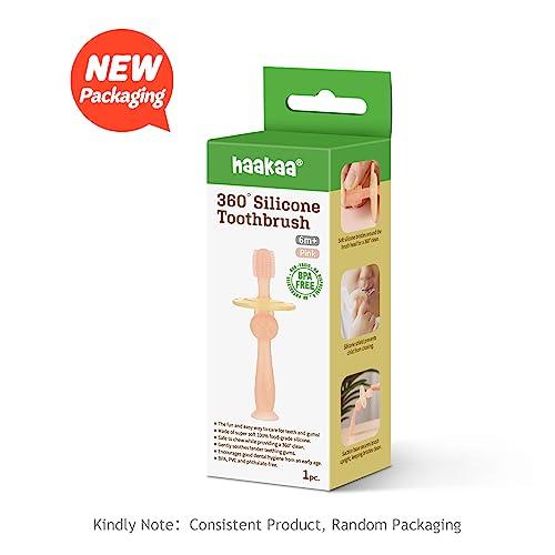 haakaa haakaa 360ø Silicone Baby Toothbrush Teether with Suction Base Infant Toothbrush Training Massage.