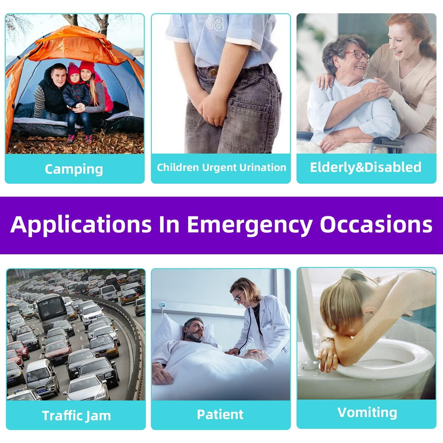 FEDORA FEDORA Disposable Urine Bags,Camping Pee Bags, Disposable Urinals Vomit Bags for Travel Urinal Toilet Traffic Jam Emergency Portable Toilet Bee Bag for Men Women Kids Patient (Grey) (8)