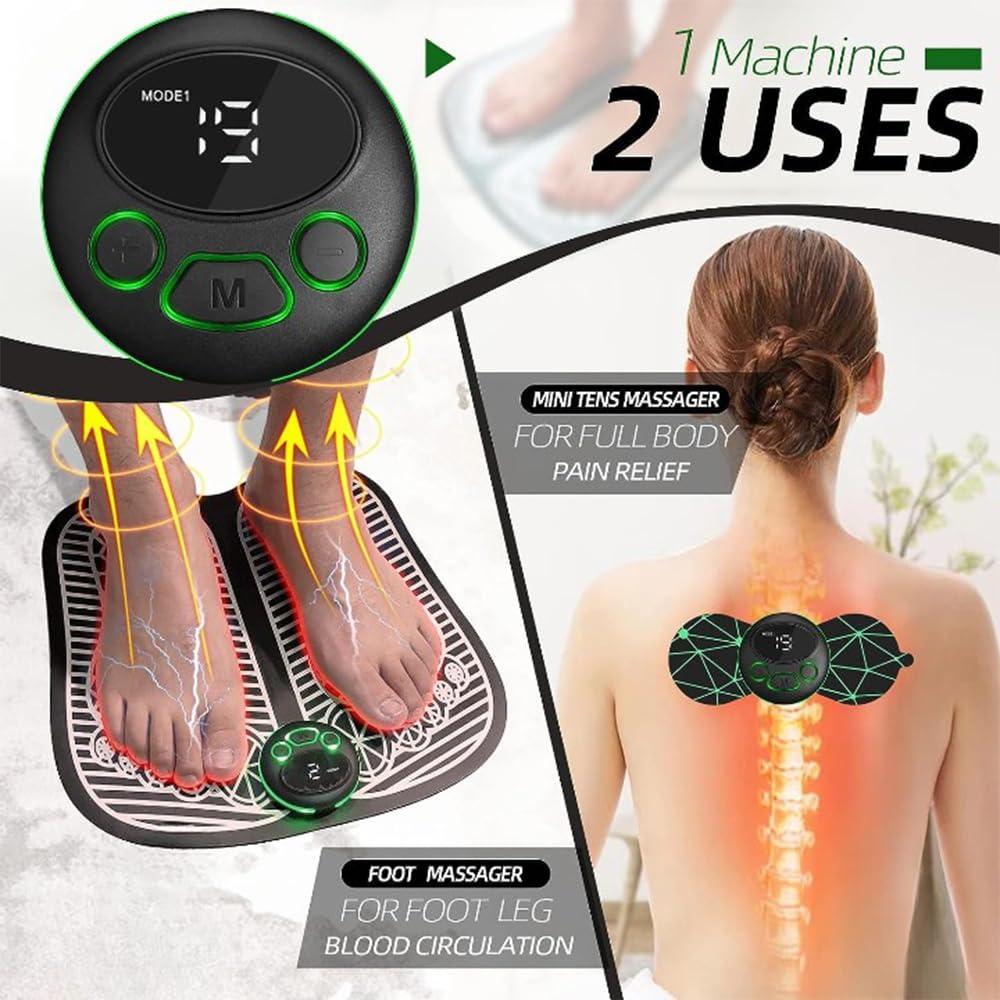 WISKA WISKA Wireless Full Body Butterfly Mini Foot Massager Mat Machine for Pain Relief Neck Electrapy Massager with Electric EMS Leg Massager for Home Microcurrent Cervical Spine Massager (Foot + Body)