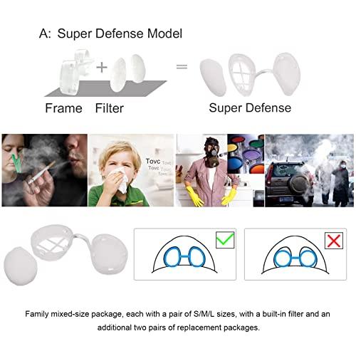 RYAP Invisible Nasal Filter Ultra-Breathable Nasal Nasal Nose Plugs for Smells with Mini-HEPA Air Filtration from Pollen Dust Small + Medium + Large Narrow Shape